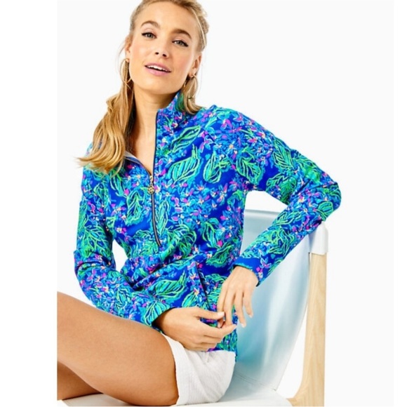 Llly Pultzer Skpper Popover Blue Swsh Skpped A Beach | Clothes